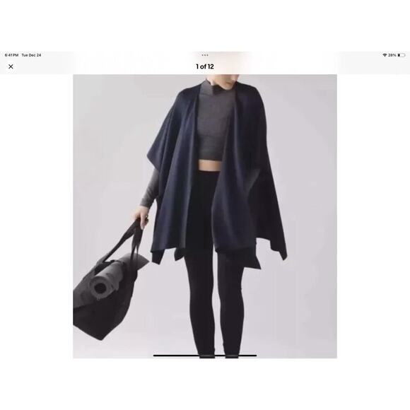 Lululemon Cardigan Women One Size OS Gray After Asana Wrap Studio Cashmere Blend - Picture 1 of 11